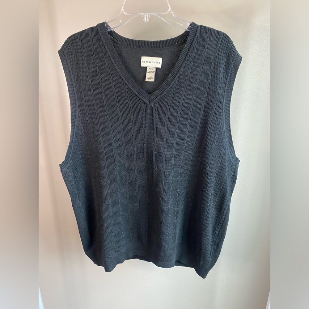 Cutter & Buck silk/cotton blend vintage cable knit sweater vest